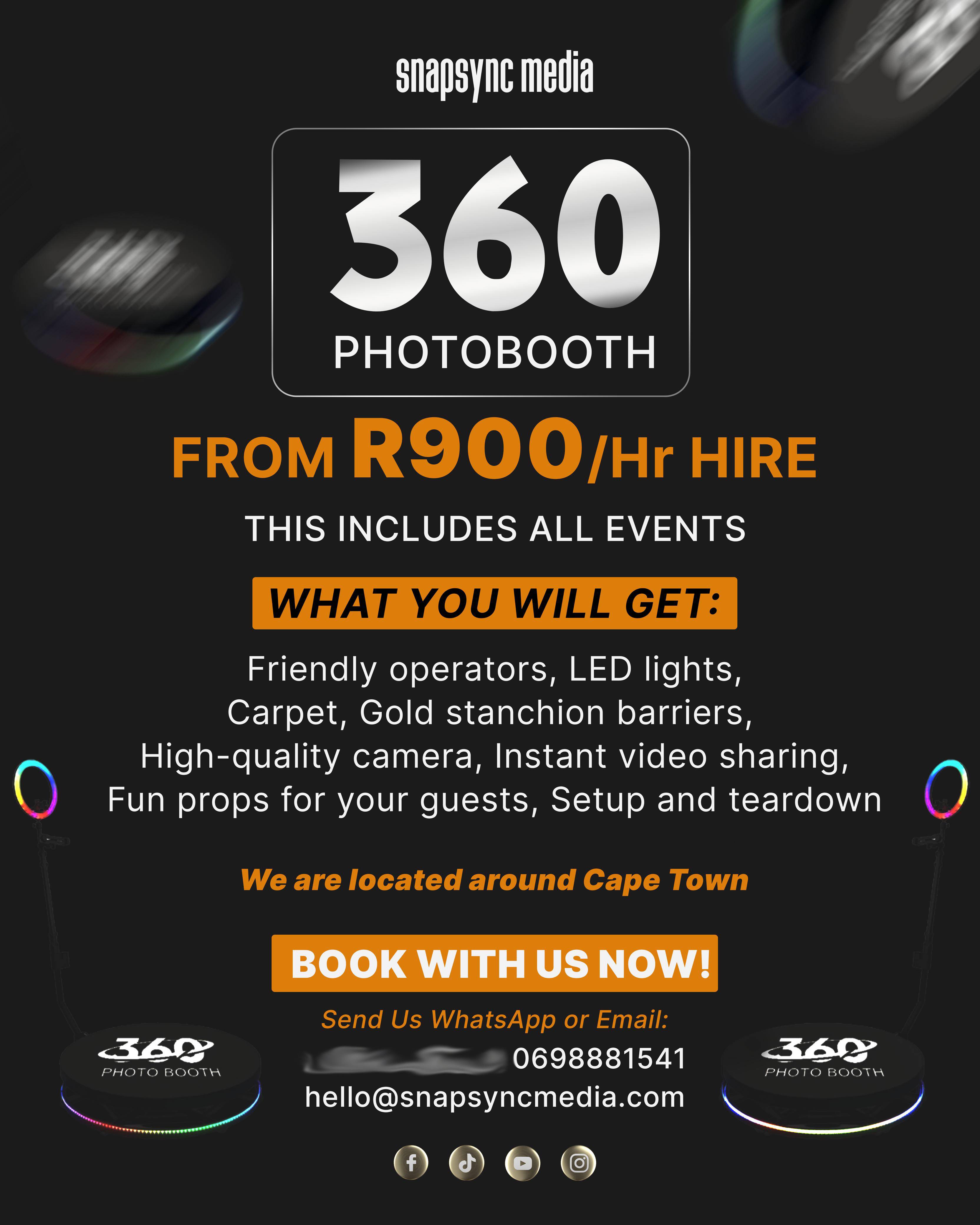 360° photobooth setup at event in Cape Town
